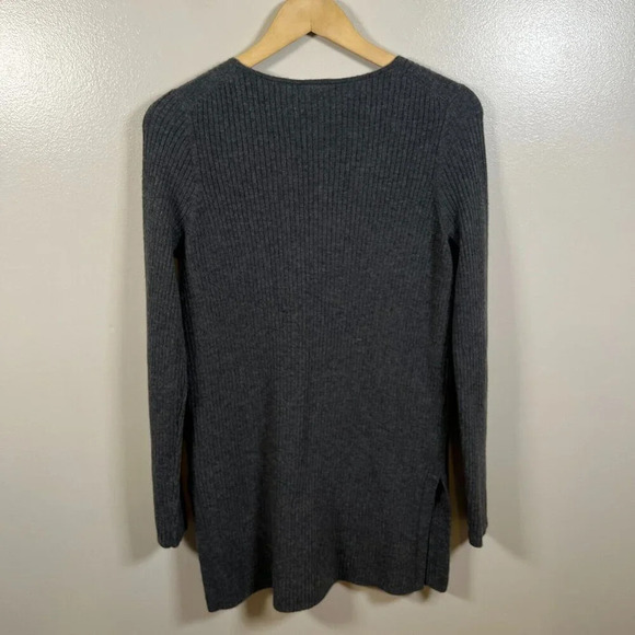 Ett:twa Anthropologie Amrita Tunic Sweater Size Small Gray Ribbed Wool Blend - Picture 3 of 10